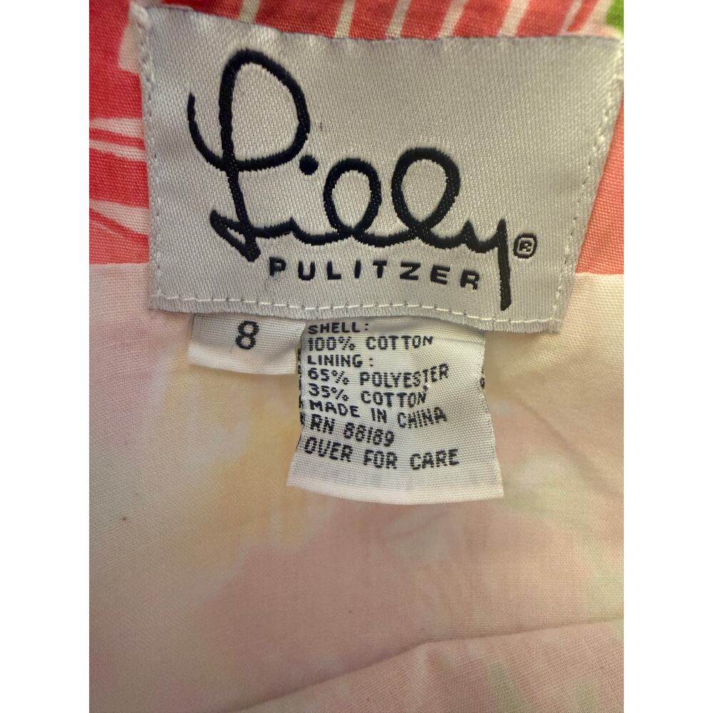 Vintage Lilly Pulitzer Juice Bar Mini Skirt 8 Pink Tiki Beach Preppy White Label - Picture 4 of 6
